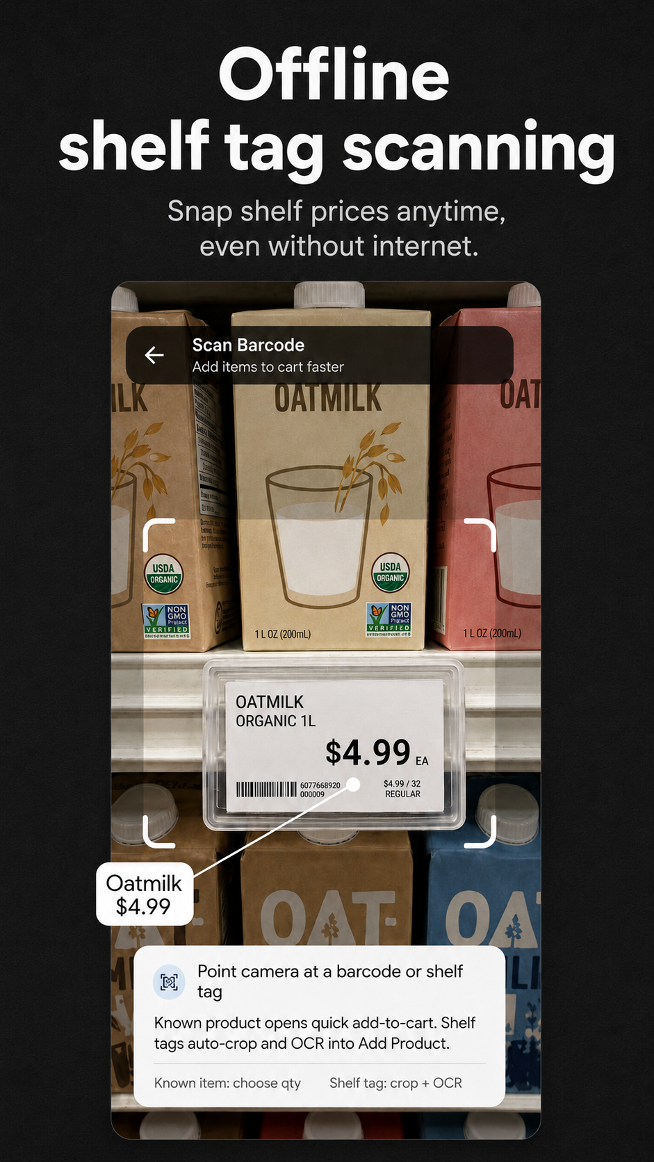 Cart Tracker scanning a shelf tag offline